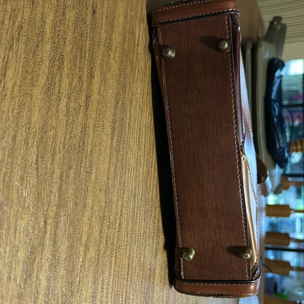 Leather vintage clutch handbag patchwork - Picture 7 of 10